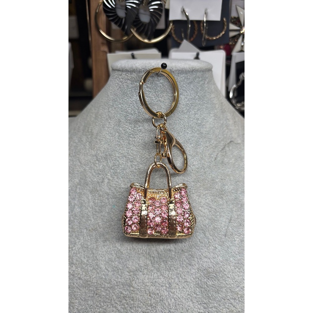 #45. Sparkly Pink Rhinestone Handbag Keychain